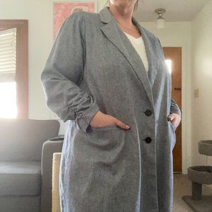 Slightly stretchy Linen and cotton blazer, chambray, gray/blue Lane Bryant Sz24